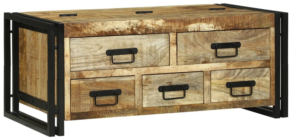 vidaXL Masă de cafea with Drawer Maro Lemn masiv de mango nefinisat