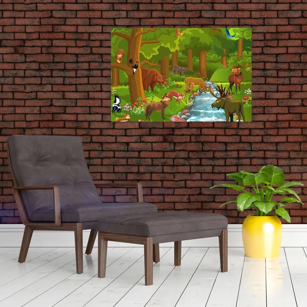 Tablou pentru copii cu animale (90x60 cm)