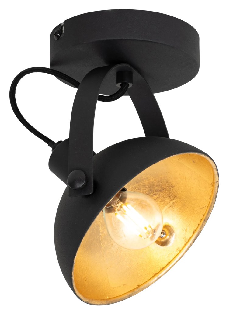 Plafoniera industriala neagra cu auriu 15 cm ajustabila - Magnax