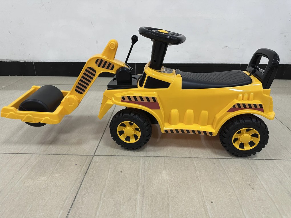 AIYAPLAY Compactor Rutier de Călărit pentru Copii 1-4 Ani, cu Rolă Reglabilă, Claxon și Spațiu sub Scaun, Galben | Aosom Romania