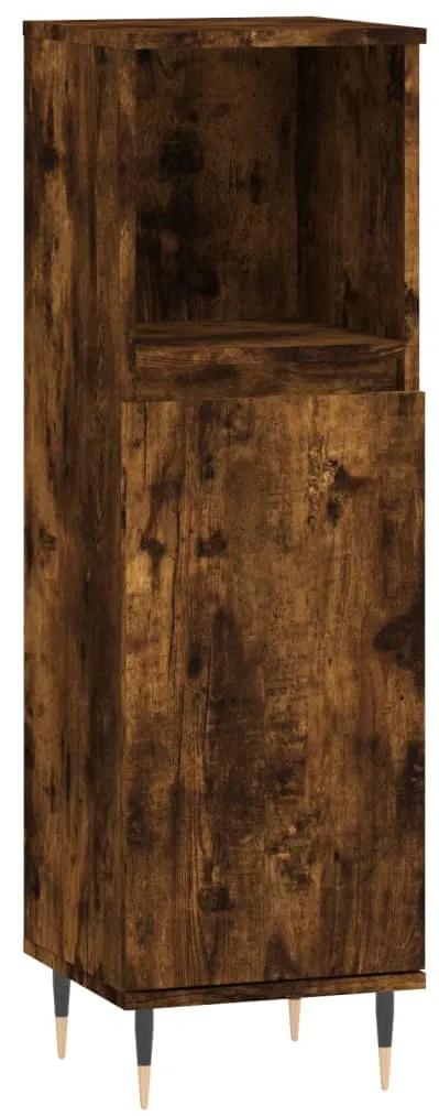 831553 vidaXL Dulap de baie, stejar afumat, 30x30x100 cm, lemn prelucrat
