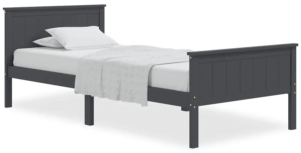 322202 vidaXL Cadru de pat, gri, 90x200 cm, lemn masiv de pin