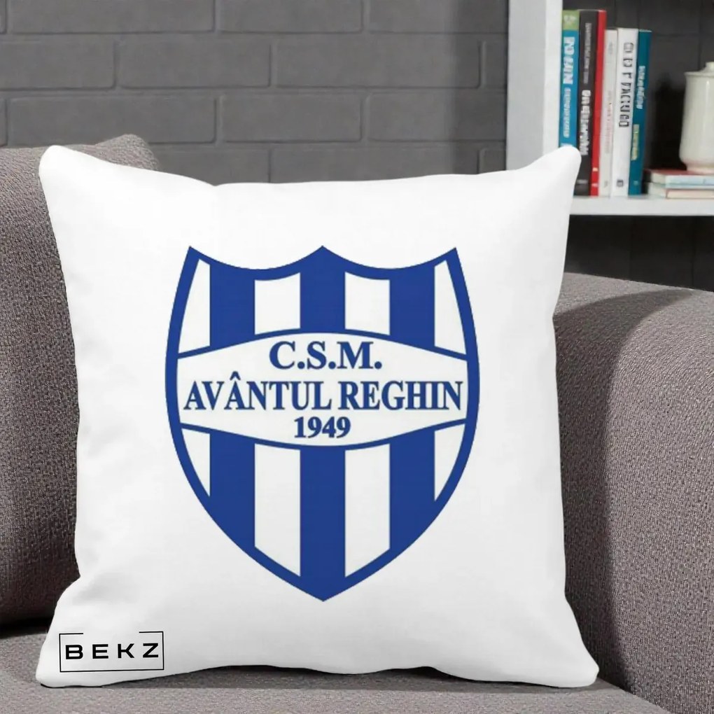Perna Personalizata CSM Avantul Reghin 1949, 40x40 cm, Alba Mata, Husa Detasabila, Perna Inclusa, BEKZ®