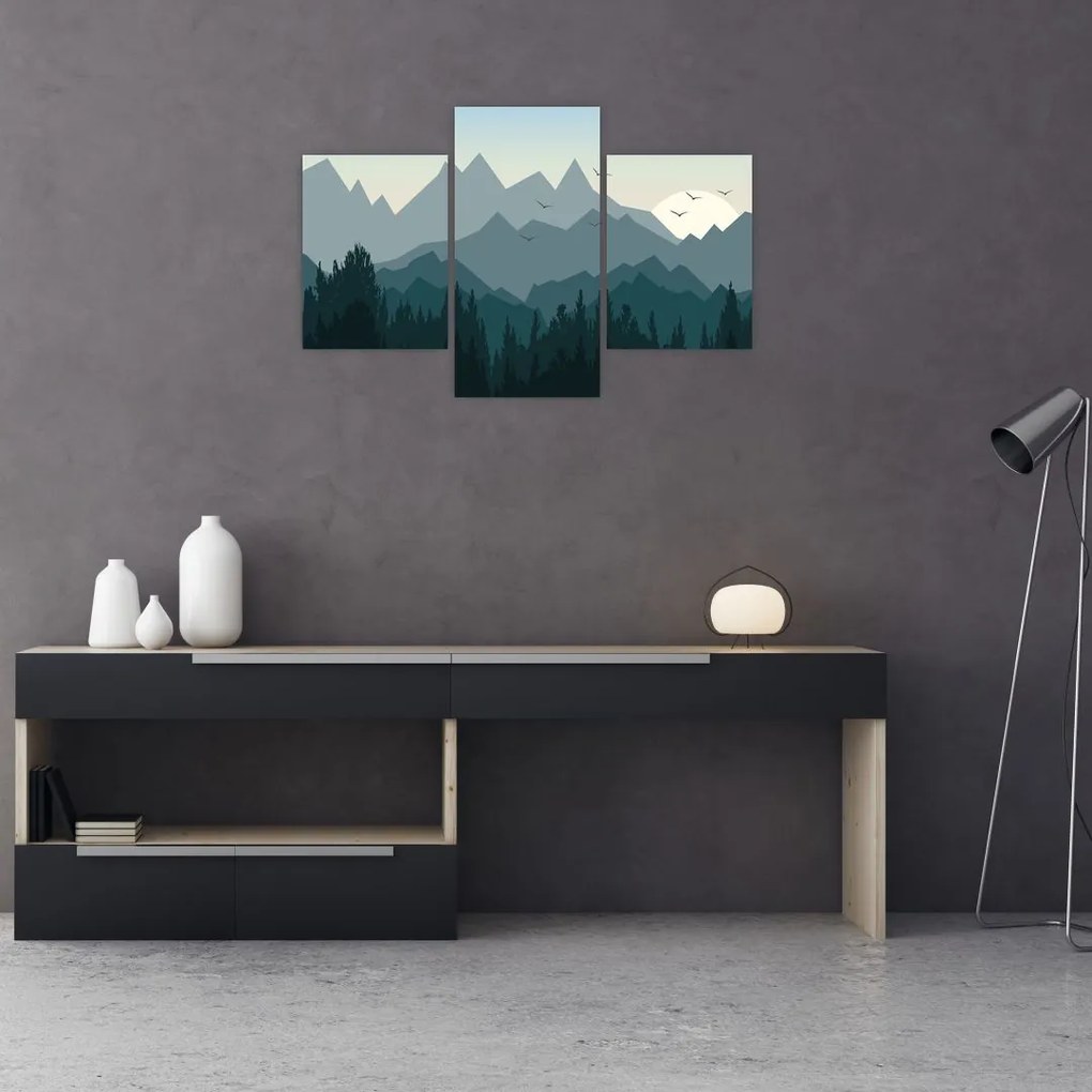 Tablou - Munții cu privirea graficeanului (90x60 cm)