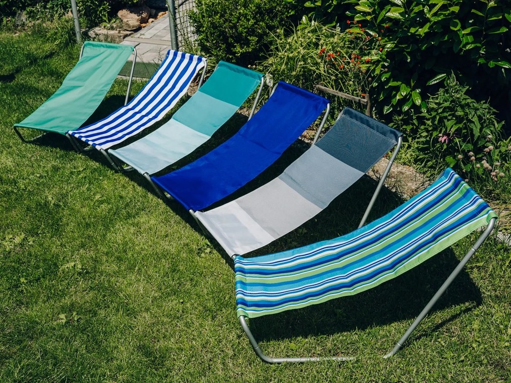 Sezlong pliabil de plaja SAND, dungi verzi