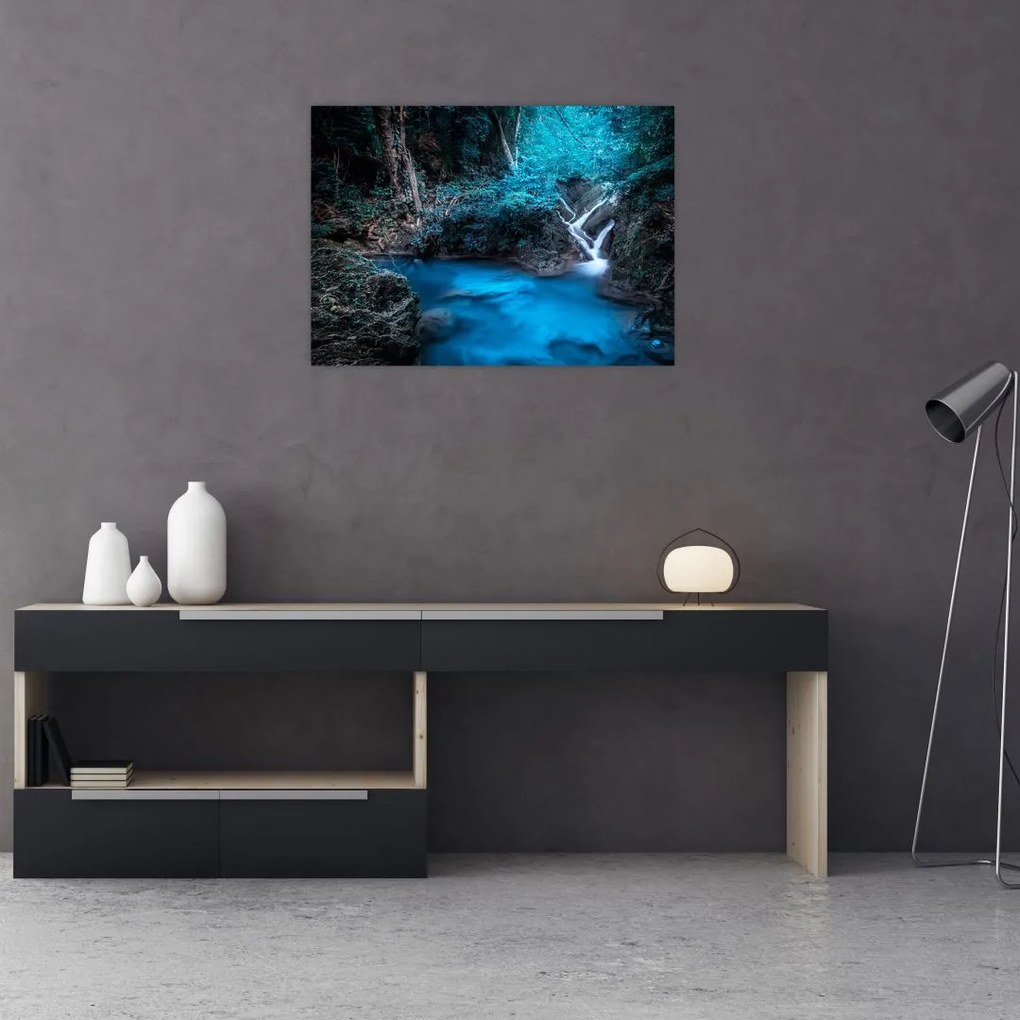 Tablou pe sticlă - Noaptea magică în pădurea tropicală (70x50 cm)