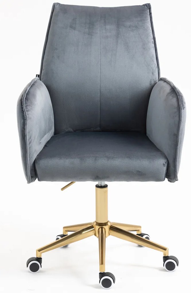 HR280K Scaun Grafit  din Catifea cu Bază Aurie