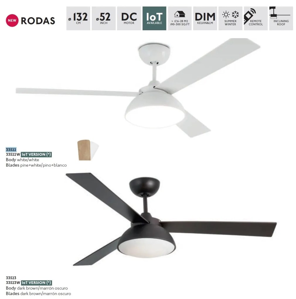 Lustra LED cu Ventilator si telecomanda design modern RODAS maro
