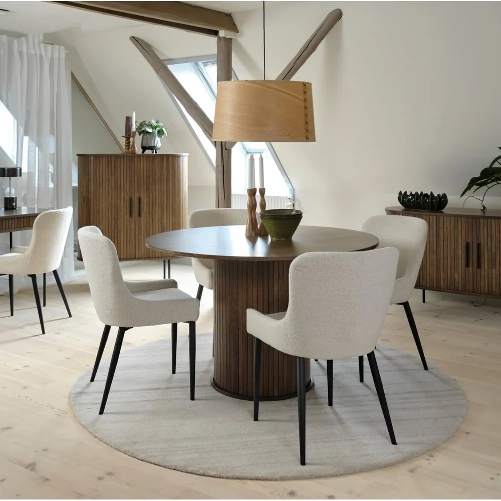Masă de dining rotundă cu aspect de lemn de stejar ø 120 cm Nola – Unique Furniture