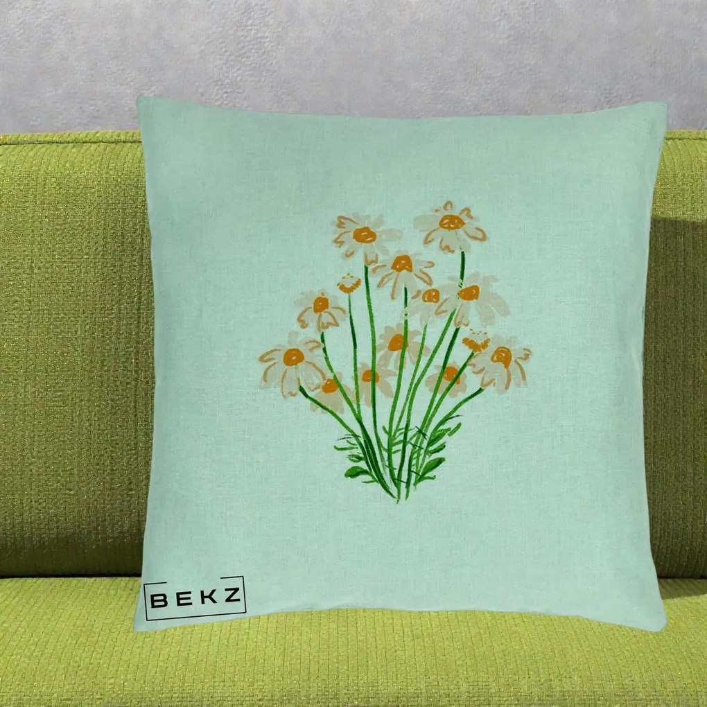 Perna Decorativa Margarete Camp, 40x40 cm, Verde Menta, Husa Detasabila, Perna Inclusa, BEKZ®
