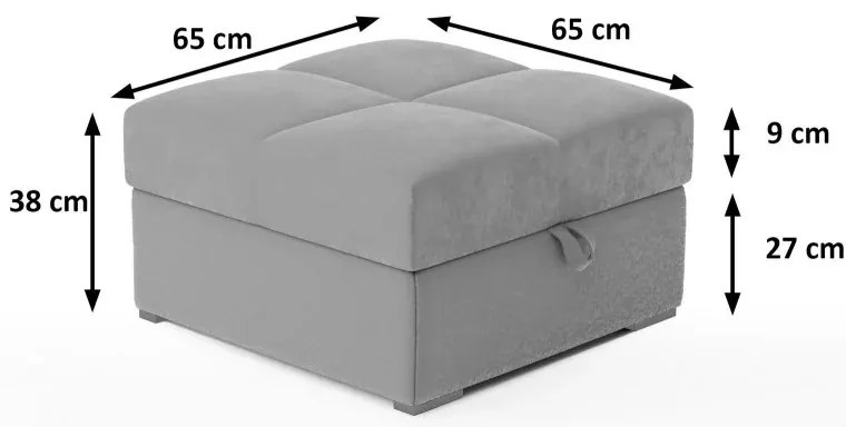 Taburet crem ZENOVA cu spatiu de depozitare 65x65 cm