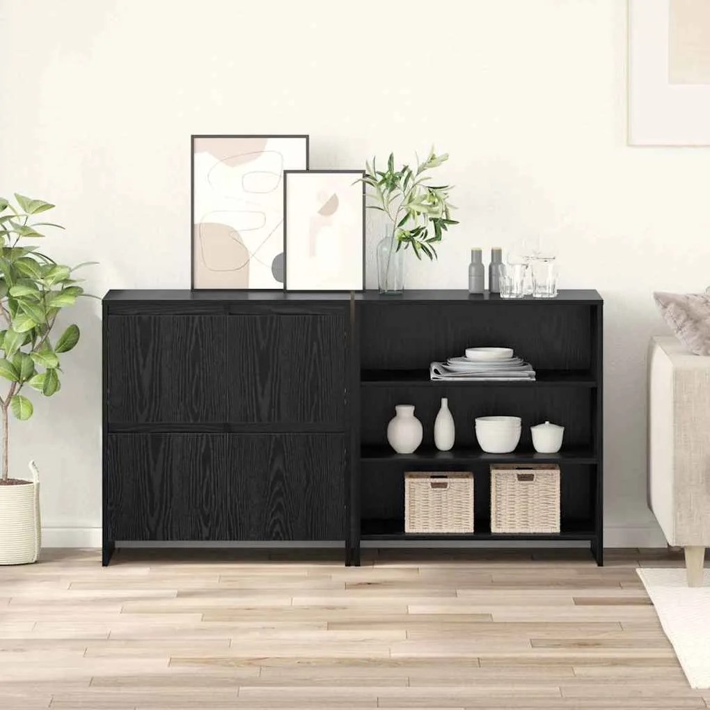vidaXL Bufeturi 2 pcs Stejar negru 70 x 41 x 75 cm Lemn compozit