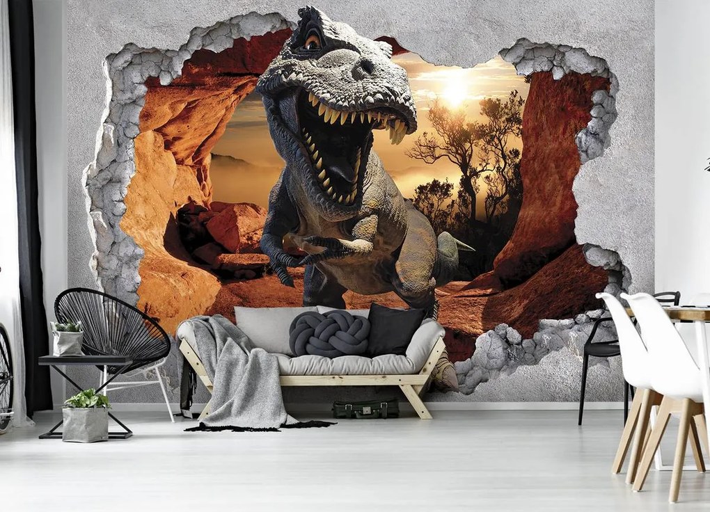 Fototapet - Gaură - dinozaur (254x184 cm)