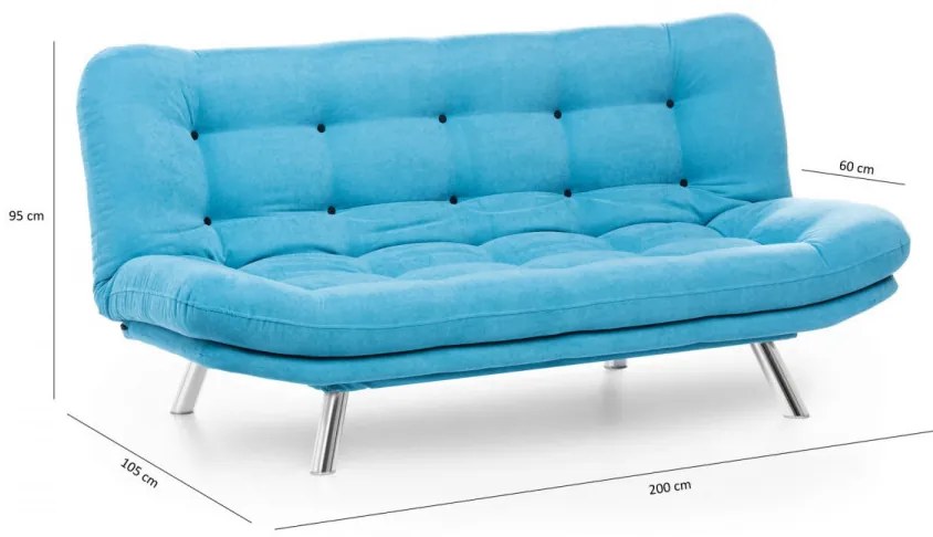 Canapea Extensibilă cu 3 Locuri Misa Sofabed, Turquoise