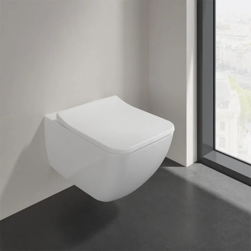 Set vas wc suspendat, Villeroy & Boch, Venticello, cu capac soft close si quick release, alb alpin