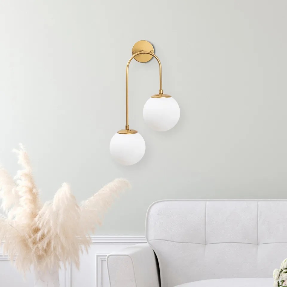 Aplica de Perete Jewel - 10585, 2 Becuri, Soclu E14, Max 15W, Culoare Auriu