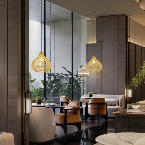 Lustră pe cablu Immax 08257L PELO 1xE27/40W/230V d. 40 cm ratan