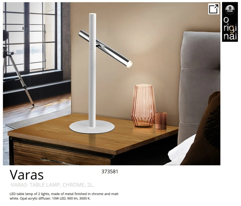 Lampa de masa LED design modern minimalist Varas alb/crom SV-373581