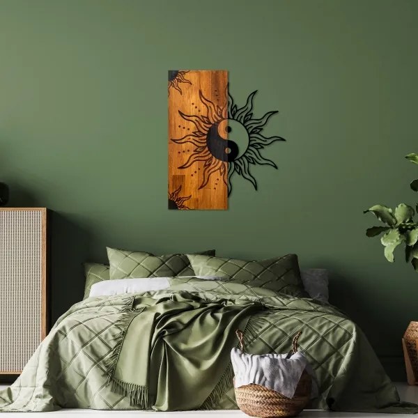 Decorațiune de perete 50x58 cm lemn/metal yin-yang