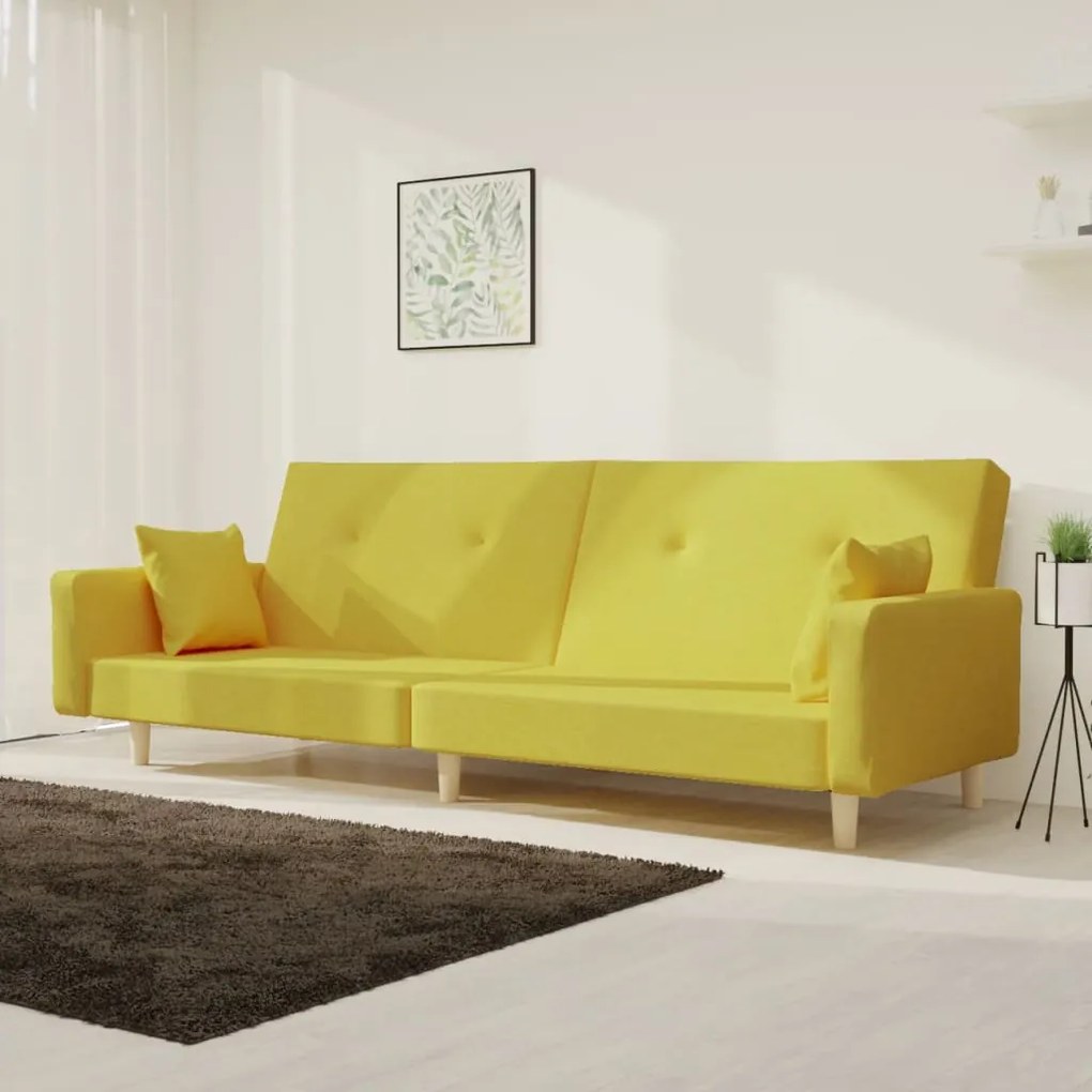 337327 vidaXL Canapea extensibilă cu 2 locuri, 2 perne, verde, textil