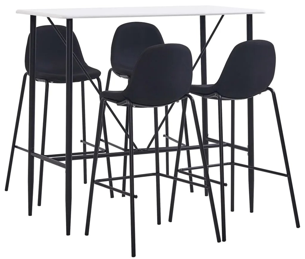 vidaXL Set mobilier de bar, 5 piese, negru, material textil