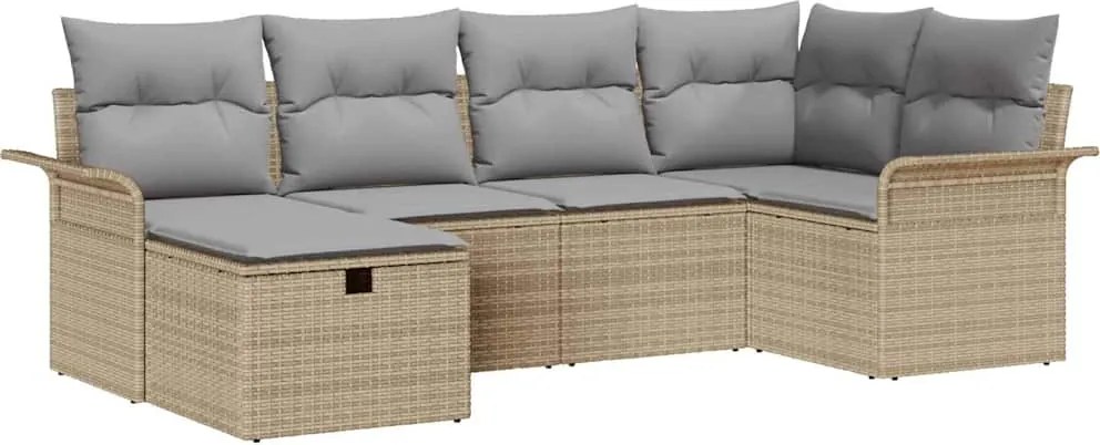 vidaXL Set de canapele pentru grădină cu pernă 6 pcs Rattan poli