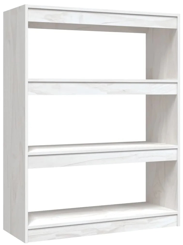 808214 vidaXL Bibliotecă/Separator cameră, alb, 100x30x103 cm, lemn masiv pin