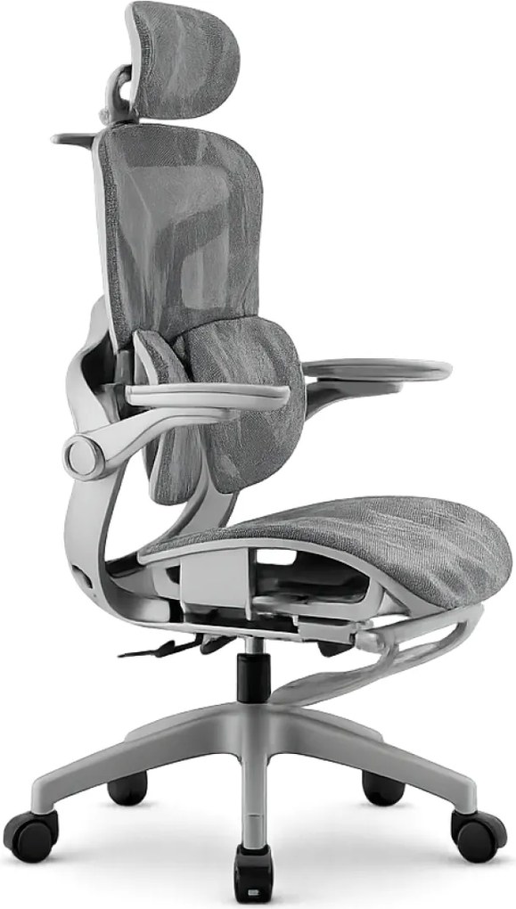 AEROMAX SLIDING Scaun ergonomic, Sezut Translatie, Cotiere Rabatabile, Tetiera 3D, Suport lombar dublu ajustabil, Suport picioare, Umeras, Full Mesh, Gri