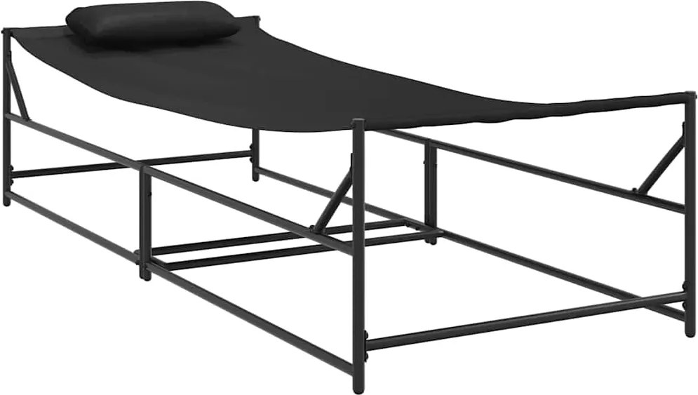 vidaXL Șezlong pentru Grădină 2 pcs Negru Oțel vopsit electrostatic