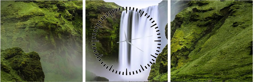 Tablou cu cascade (cu ceas) (90x30 cm)