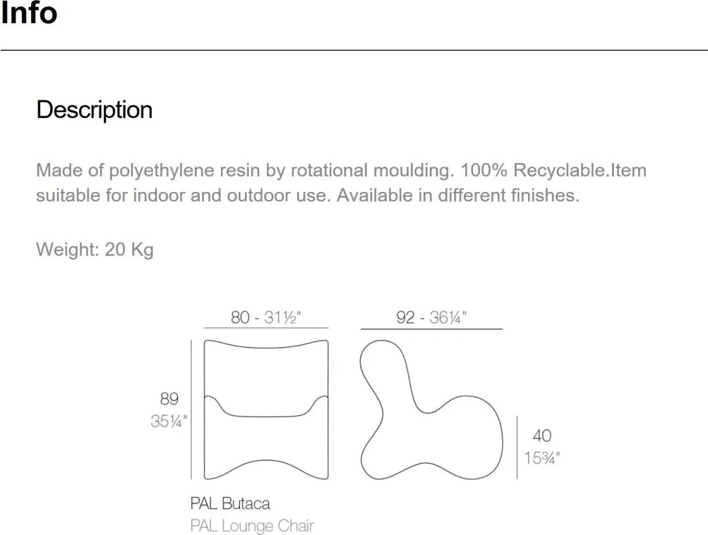 Fotoliu design modern exterior/interior PAL 51001 Vondom