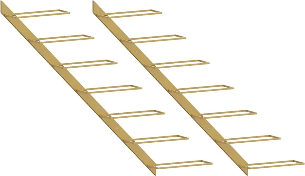 vidaXL Suport sticle vin montat pe perete,2 buc.,7 sticle,auriu, metal