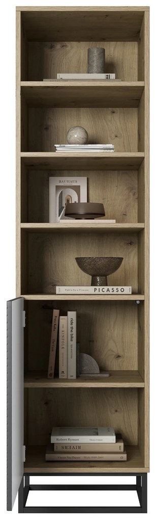Bibliotecă Asha 50 cm pe soclu metalică - artizanal / rivier stone mat