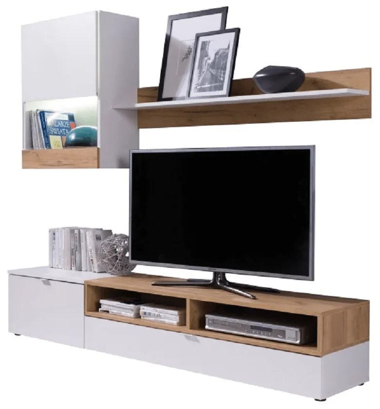 Set living 3 piese ROSO alb-stejar