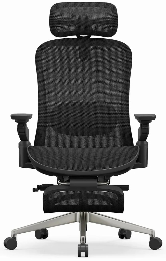 SYNO-H-MF Scaun ergonomic, suport lombar cu Masaj, sezut translatabil, cotiere 6D, tetiera 2D, suport picioare, Mesh, Negru
