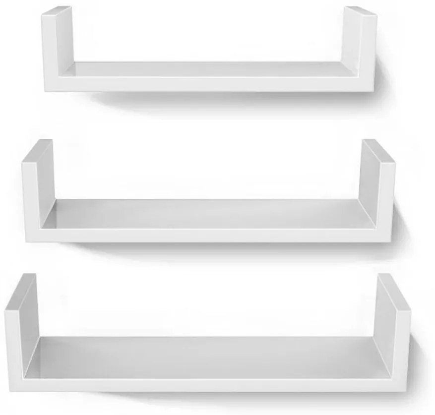 Set de 3 polițe de perete SHELFY, albe