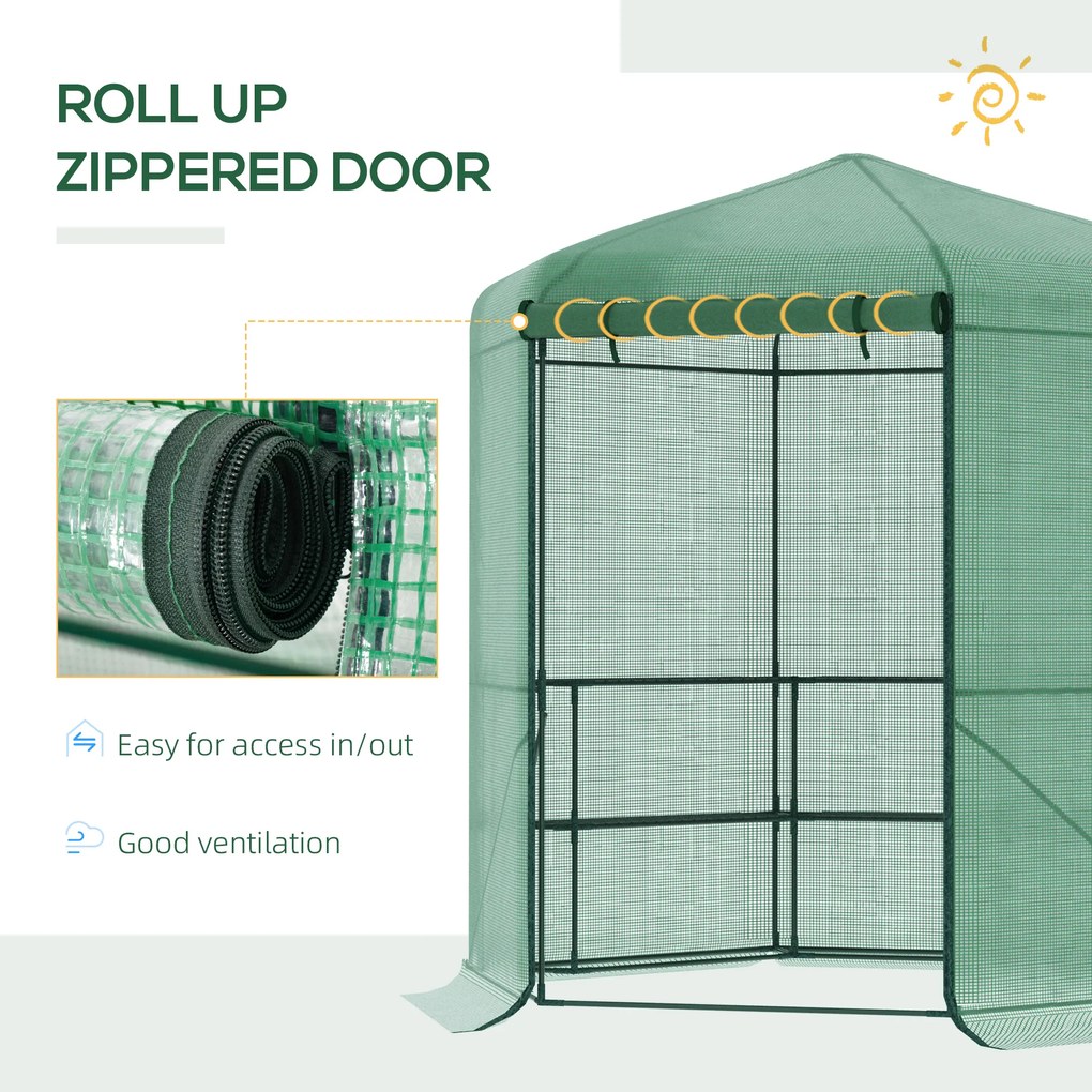 Outsunny Sera de Gradina cu 3 Rafturi si Usa Culisanta, Sera pentru Plante cu Acoperire in PE Anti UV 225x194x215cm | Aosom Romania