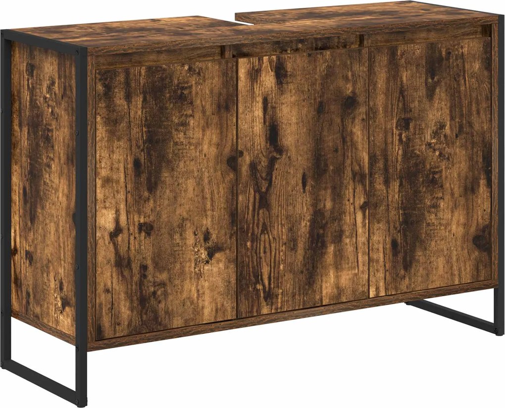 vidaXL Dulap de Baie Stejar fumuriu 90 x 30 x 60 cm Lemn compozit