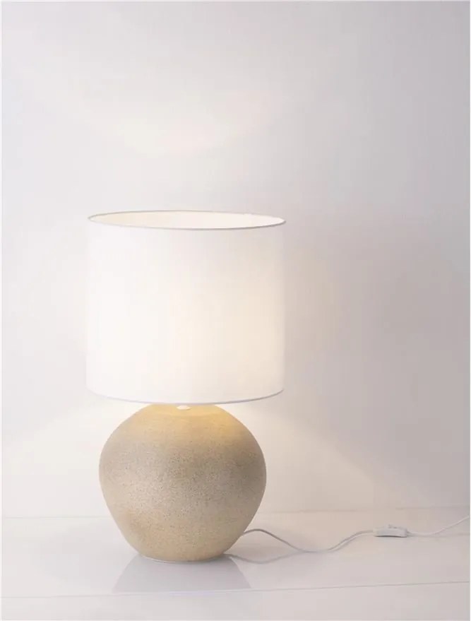 Veioza decorativa, Ghips, Crem, Tesatura, Alb, Mizu