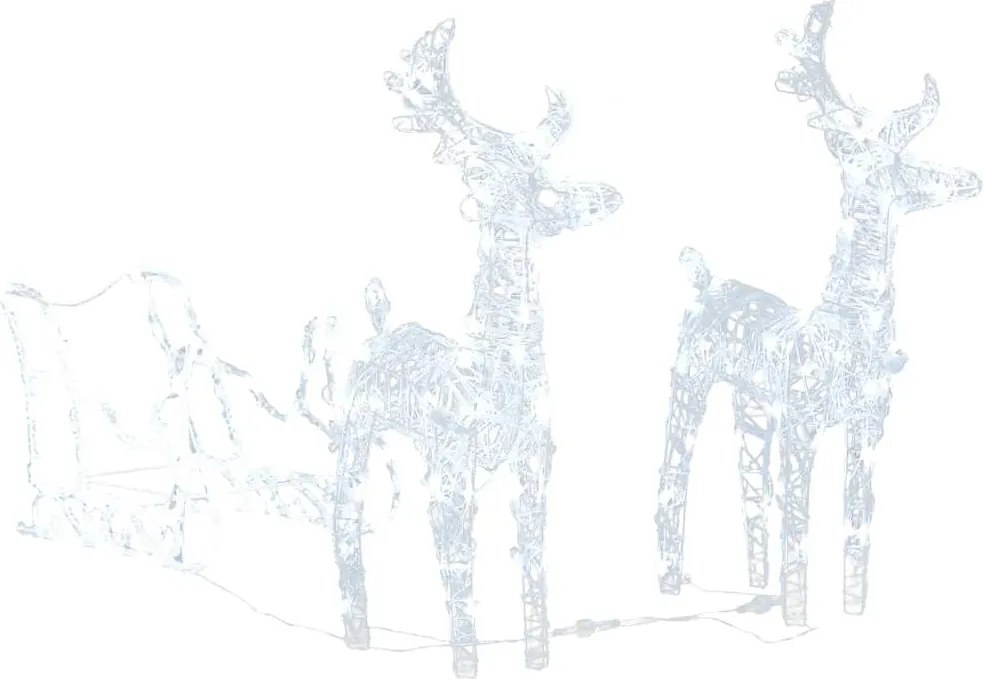 vidaXL Decorațiune de Crăciun cu reni și sanie 160 LED-uri 130cm acril