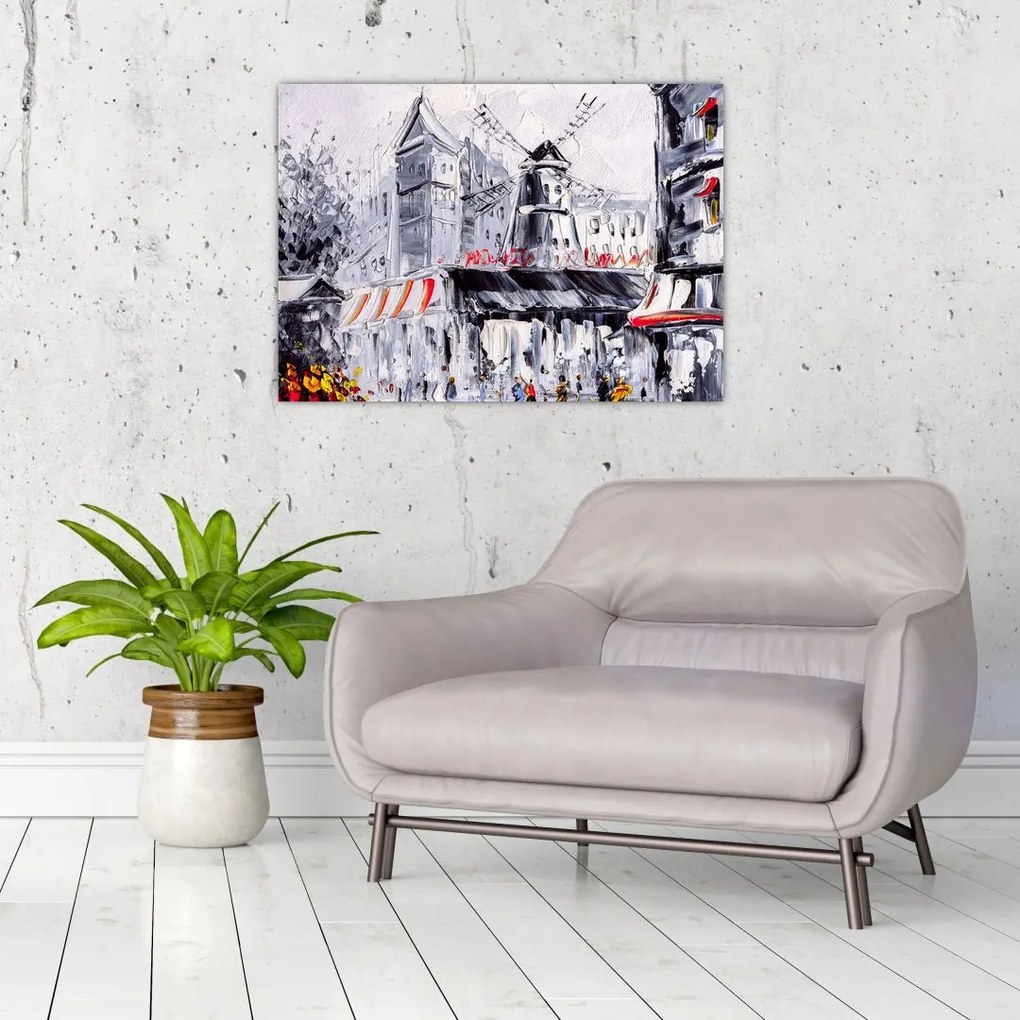 Tablou pe sticlă - Strada din Paris, pictură în ulei (70x50 cm)