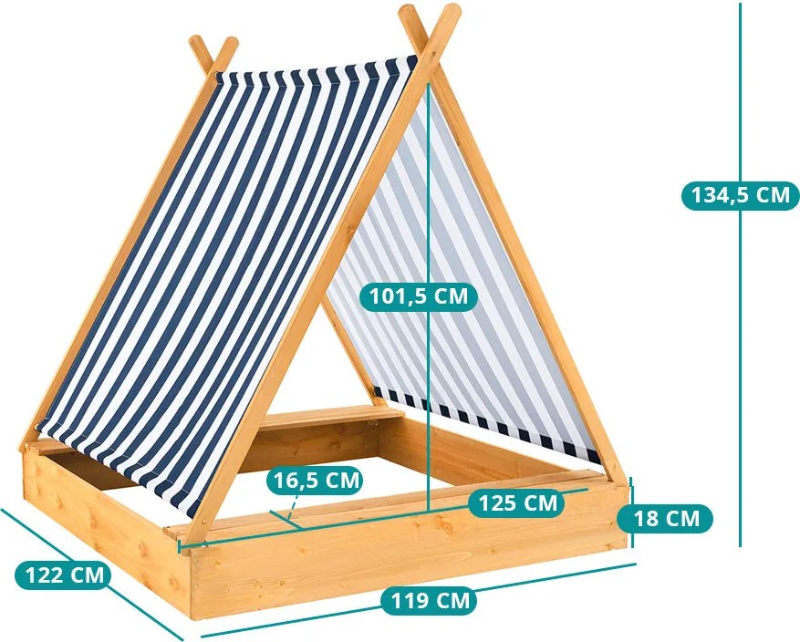 Sandbox cu acoperiș tip cort