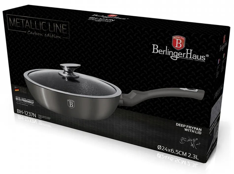 Tigaie cu capac adanca 24 cm Carbon Metallic Line Berlinger Haus BH 1237N