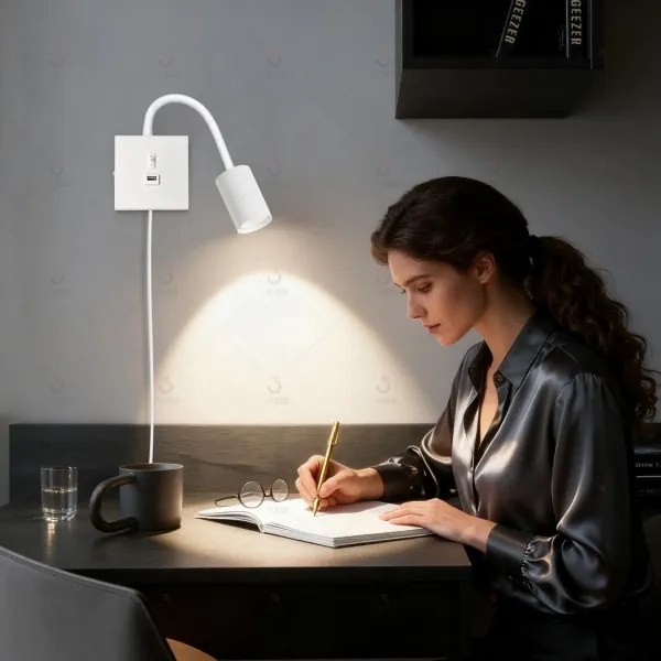 Immax 08296L - Lampă de perete cu USB PUNTO 1xGU10/9W/230V albă