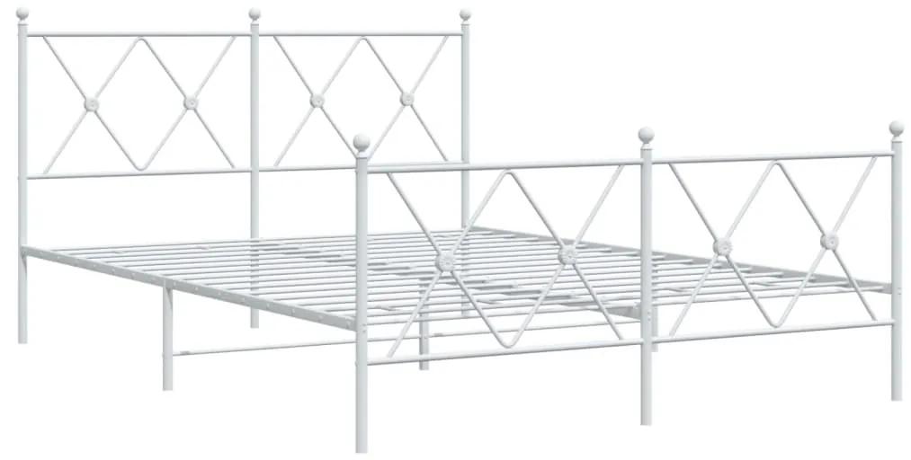 376570 vidaXL Cadru de pat metalic cu tăblie, alb, 140x200 cm