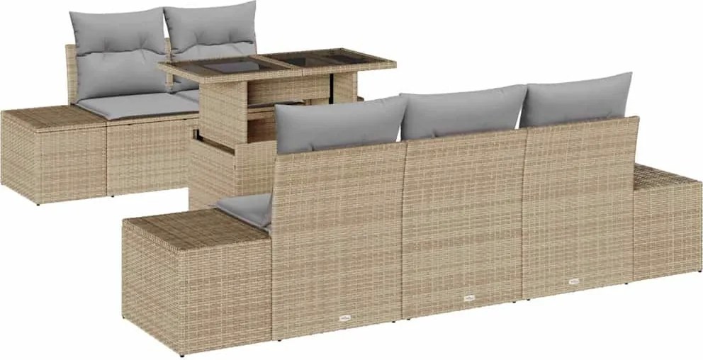 vidaXL Set de canapele pentru grădină 6 pcs Beige și gri deschis