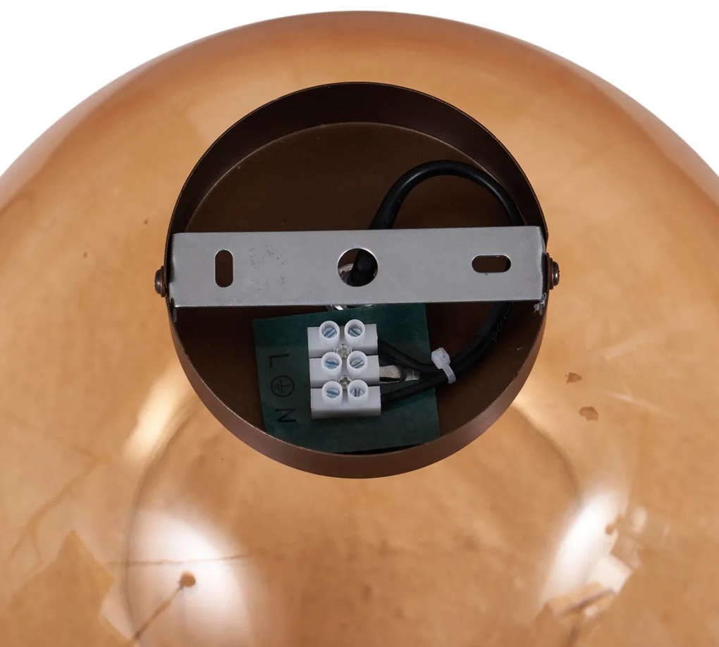 Plafonieră Art Deco bronz închis cu sticlă maro - Sandra