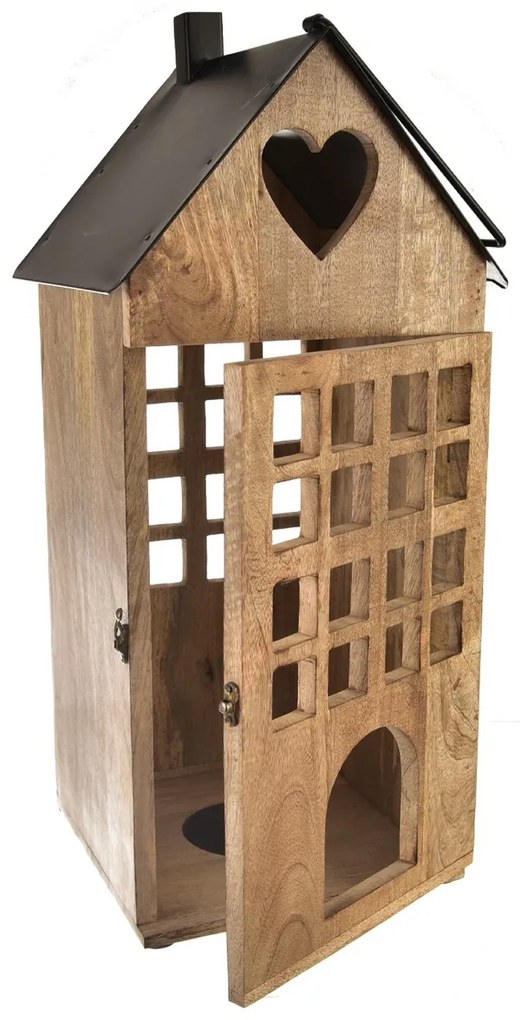 InDecor Lanternă din lemn de mango negru, 28 x 28x 66 cm, L