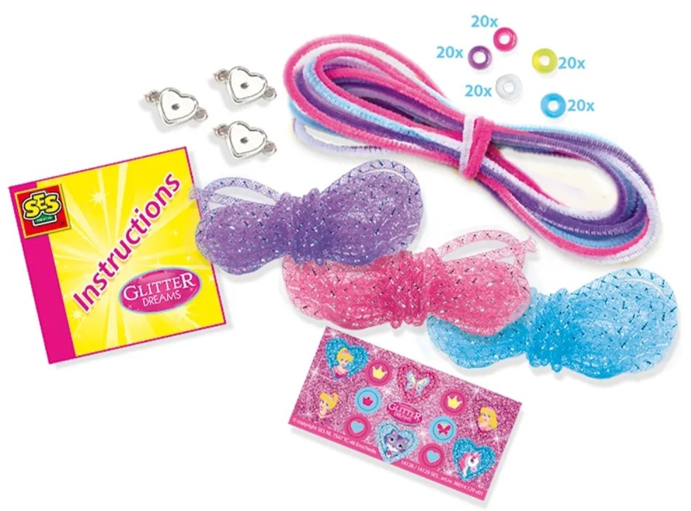 Set creativ pentru copii - Bratari cu margele, sclipici si accesorii decorative
