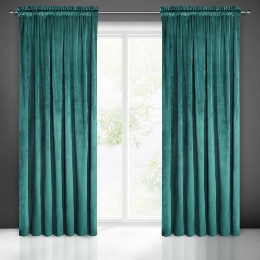 Draperie din catifea opaca turcoaz 140 x 270 cm